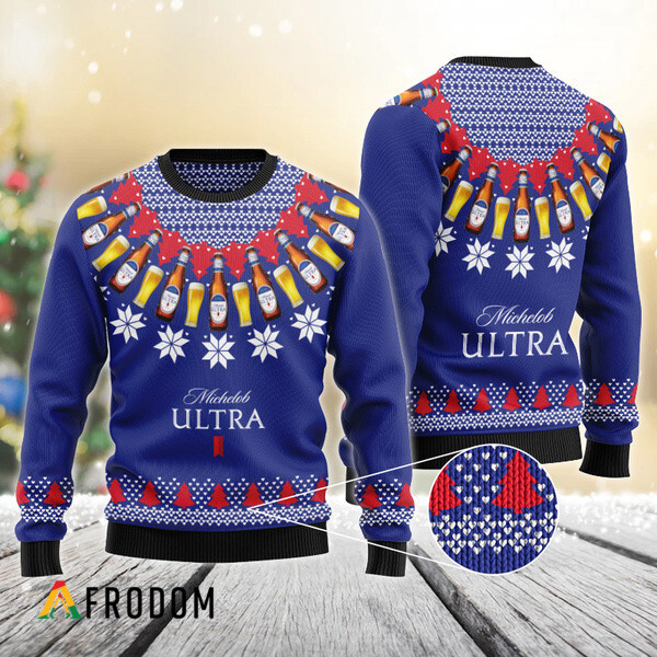 Michelob Ultra Heart Pattern Fair Isle Ugly Sweater HU