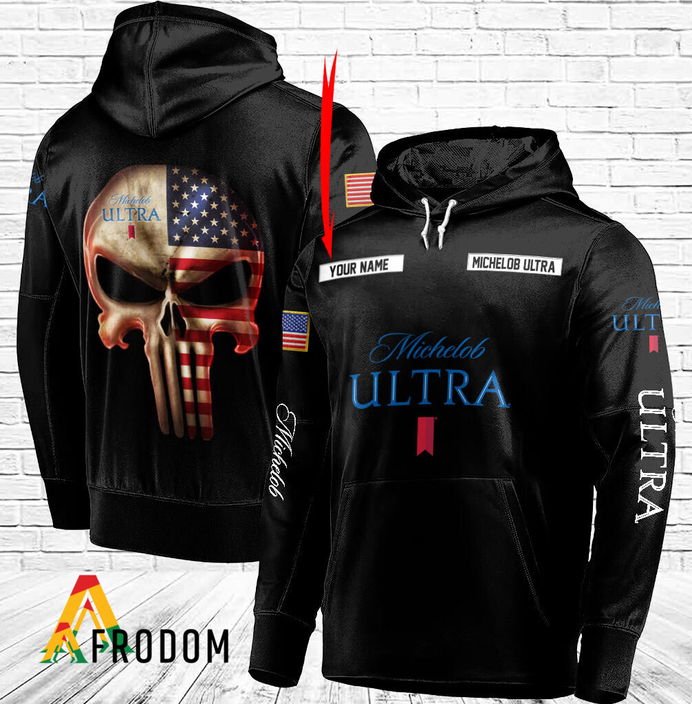 Michelob Ultra Personalized Skull Flag Hoodie HU