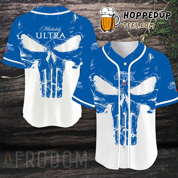 Michelob ULTRA Retro Skull Design Unique Distinct Baseball Jersey Wear