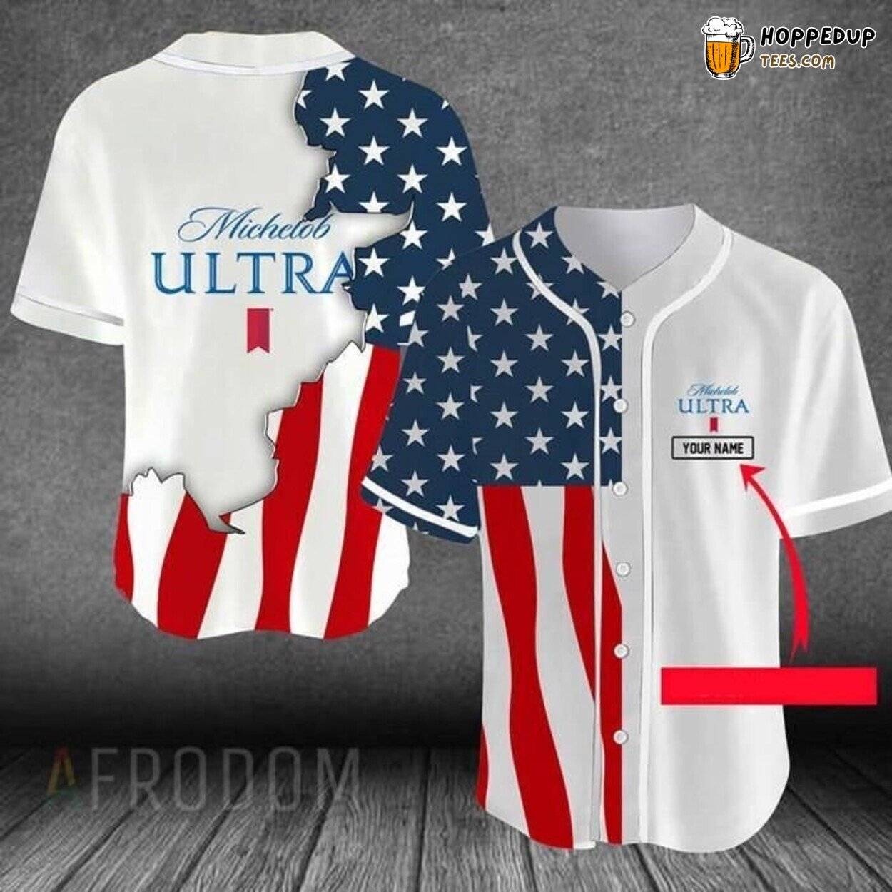Michelob Ultra US Flag Personalized Patriotic Baseball Jersey