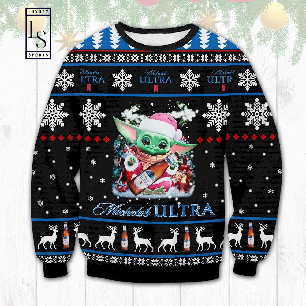 Michelob Ultra Yoda Xmas Ugly Christmas Sweater HU