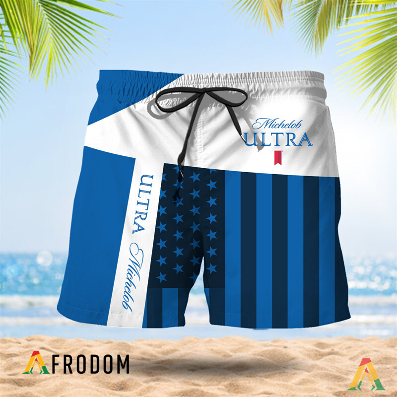 MichelobUltra AmericanFlagPatch Summer Hawaiian Shorts HU