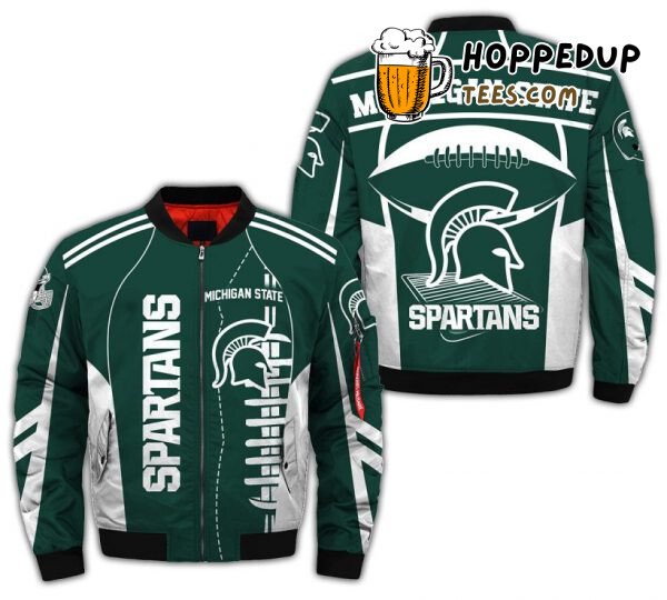 Michigan State Spartans NCAA Classic Green Bomber Jacket Style