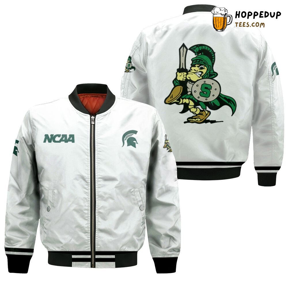 Michigan State Spartans NCAA Clean White Bomber Jacket Series