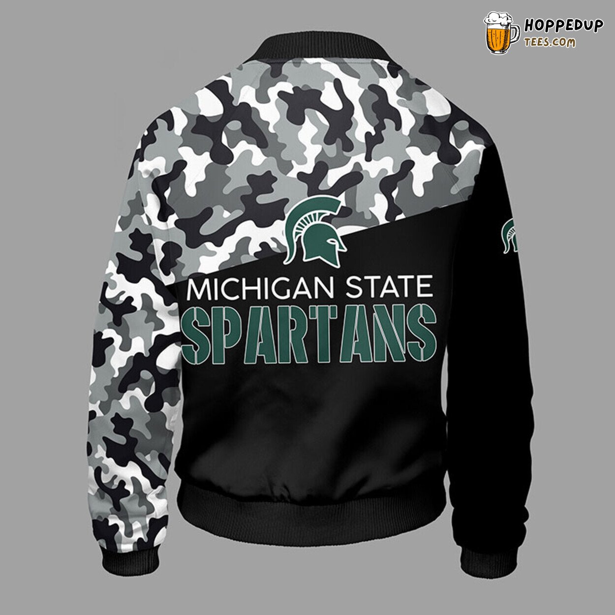 Michigan State Spartans NCAA Unique Camouflage Green Bomber Design
