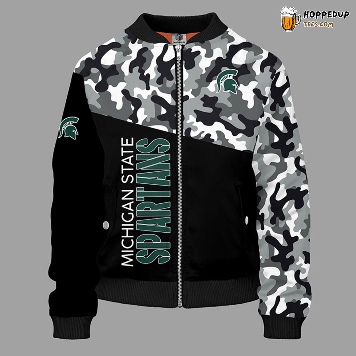 Michigan State Spartans NCAA Unique Camouflage Green Bomber Design