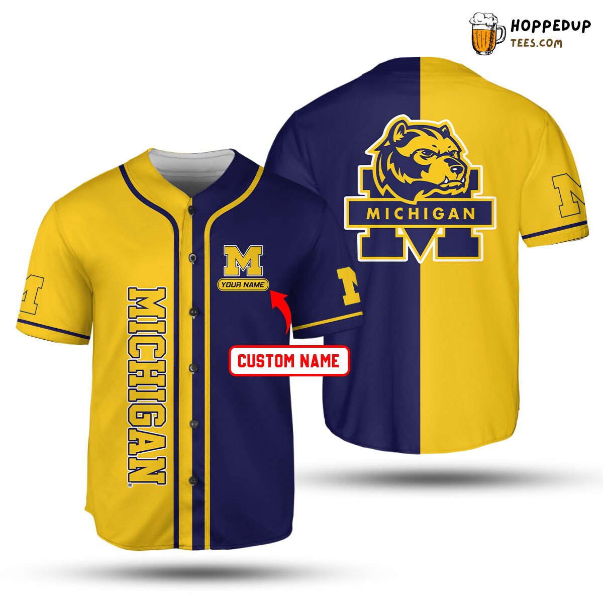 Michigan Wolverines Custom Blue Maize NCAA Unisex Baseball Jersey Look