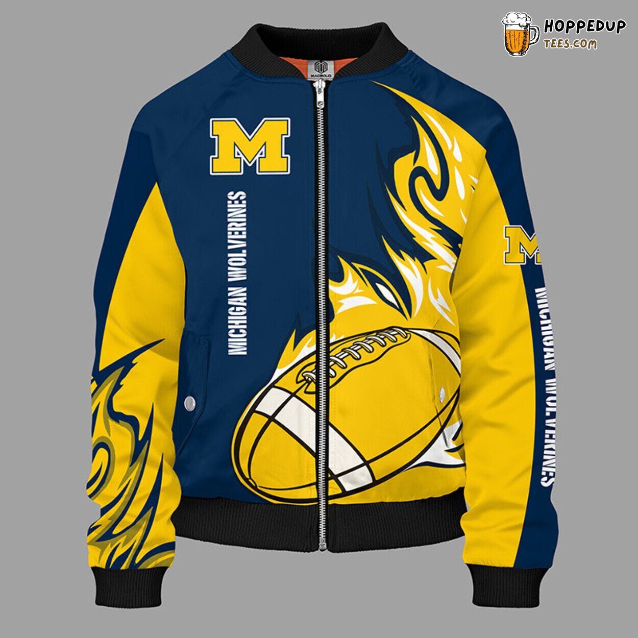 Michigan Wolverines NCAA Classic Yellow Premium Bomber Jacket