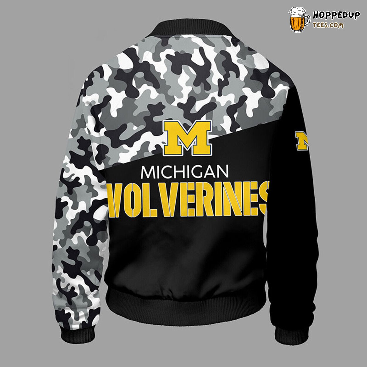 Michigan Wolverines NCAA Unique Camouflage Yellow Bomber Design