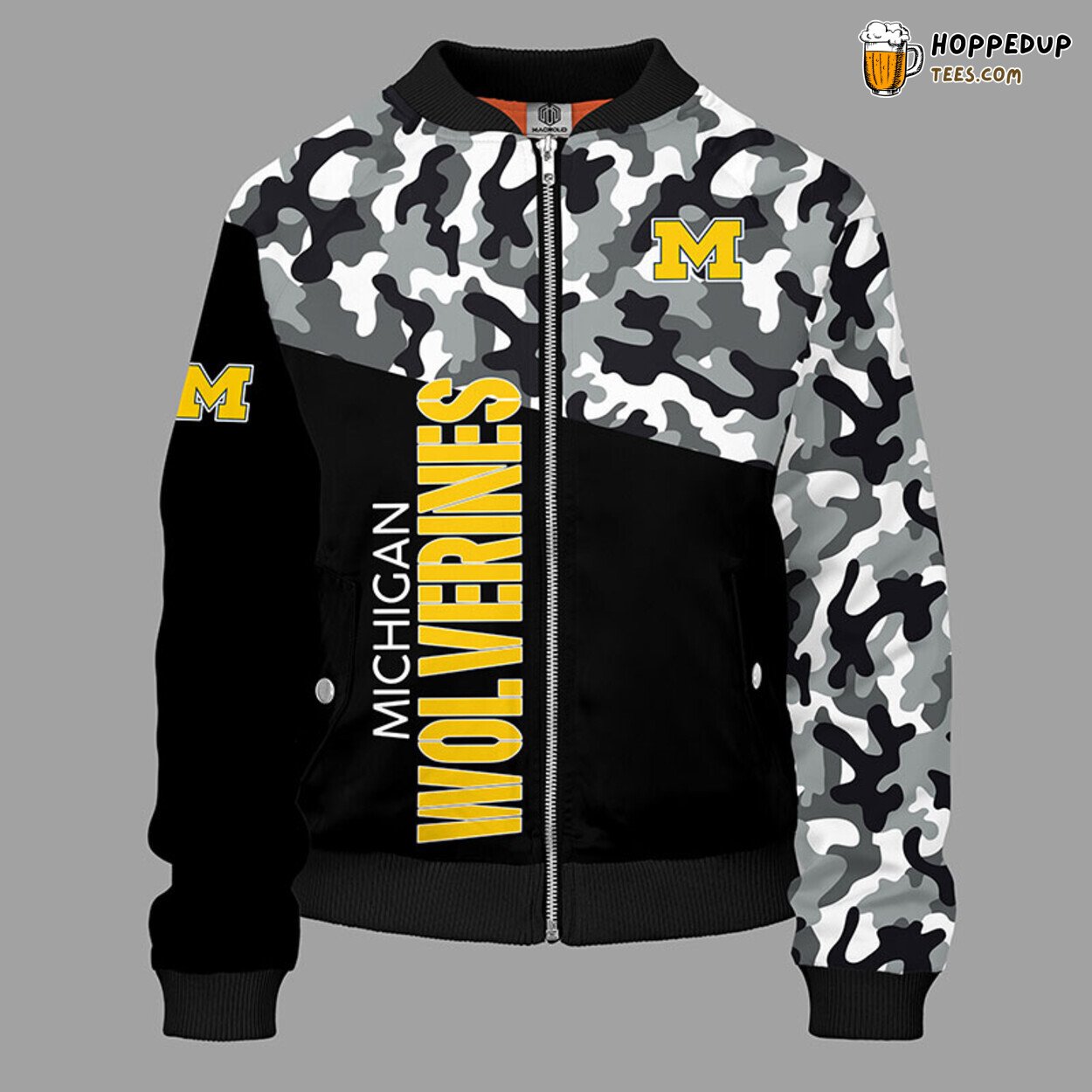 Michigan Wolverines NCAA Unique Camouflage Yellow Bomber Design