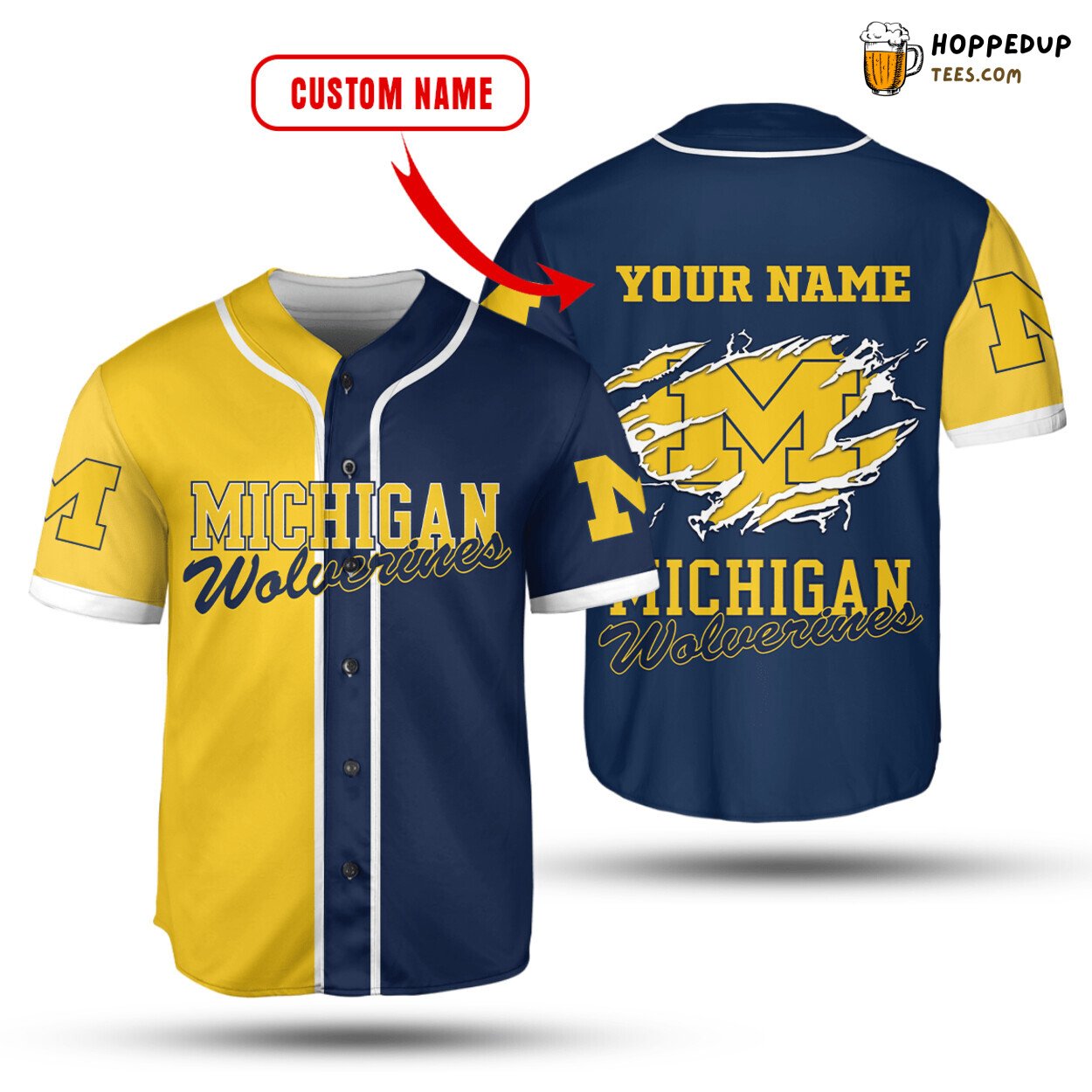 Michigan Wolverines Tailored Blue Maize Baseball Jersey Unisex Tradition