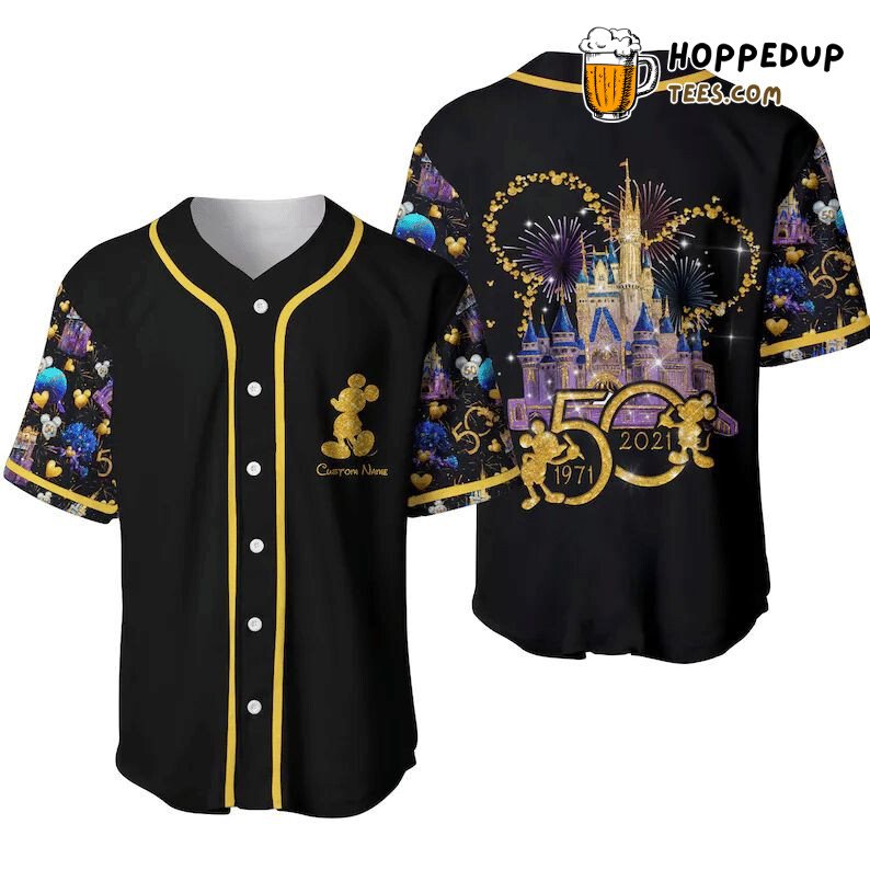 Mickey Mouse 50th Anniversary 3D Print Baseball Jersey Gold
