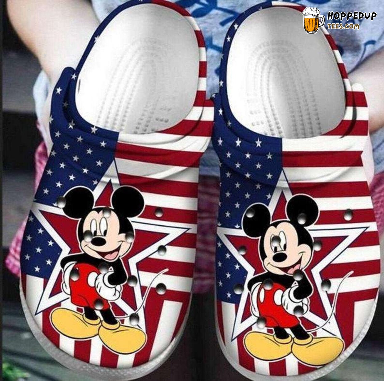 Mickey Mouse America Flag Patriot Theme Comfortable Unique Clogs
