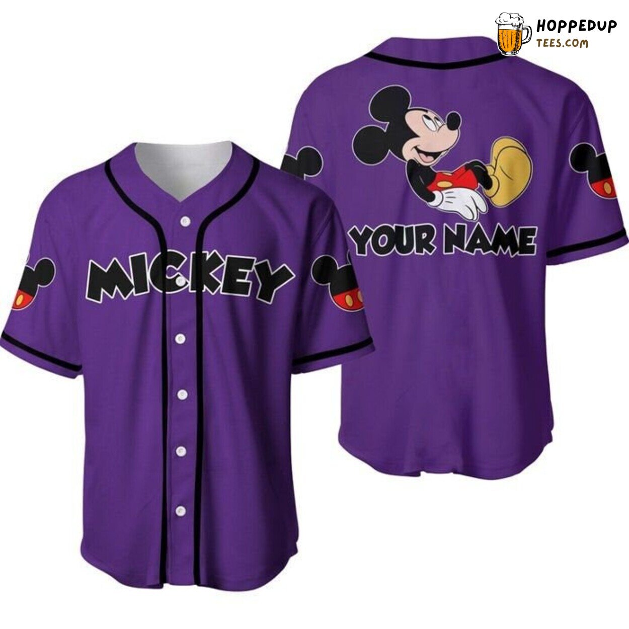 Mickey Mouse Black Purple Disney Iconic Cartoon Baseball Jersey Star