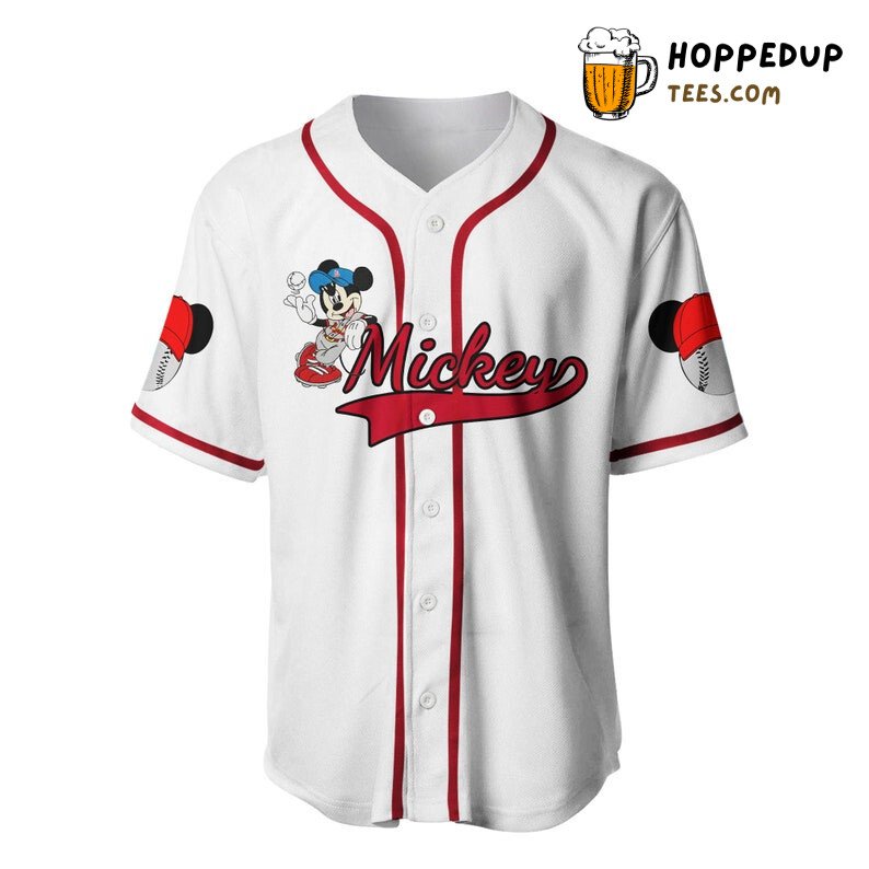 Mickey Mouse Cartoon Graphics All Over Print Unisex Baseball Jersey White Unisex Jersey Shirt