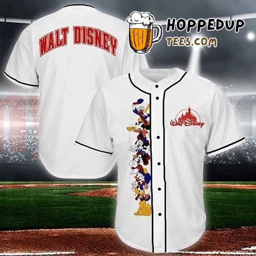 Mickey Mouse Characters All Over Print 3D Baseball Jersey White Unisex Jersey Shirt