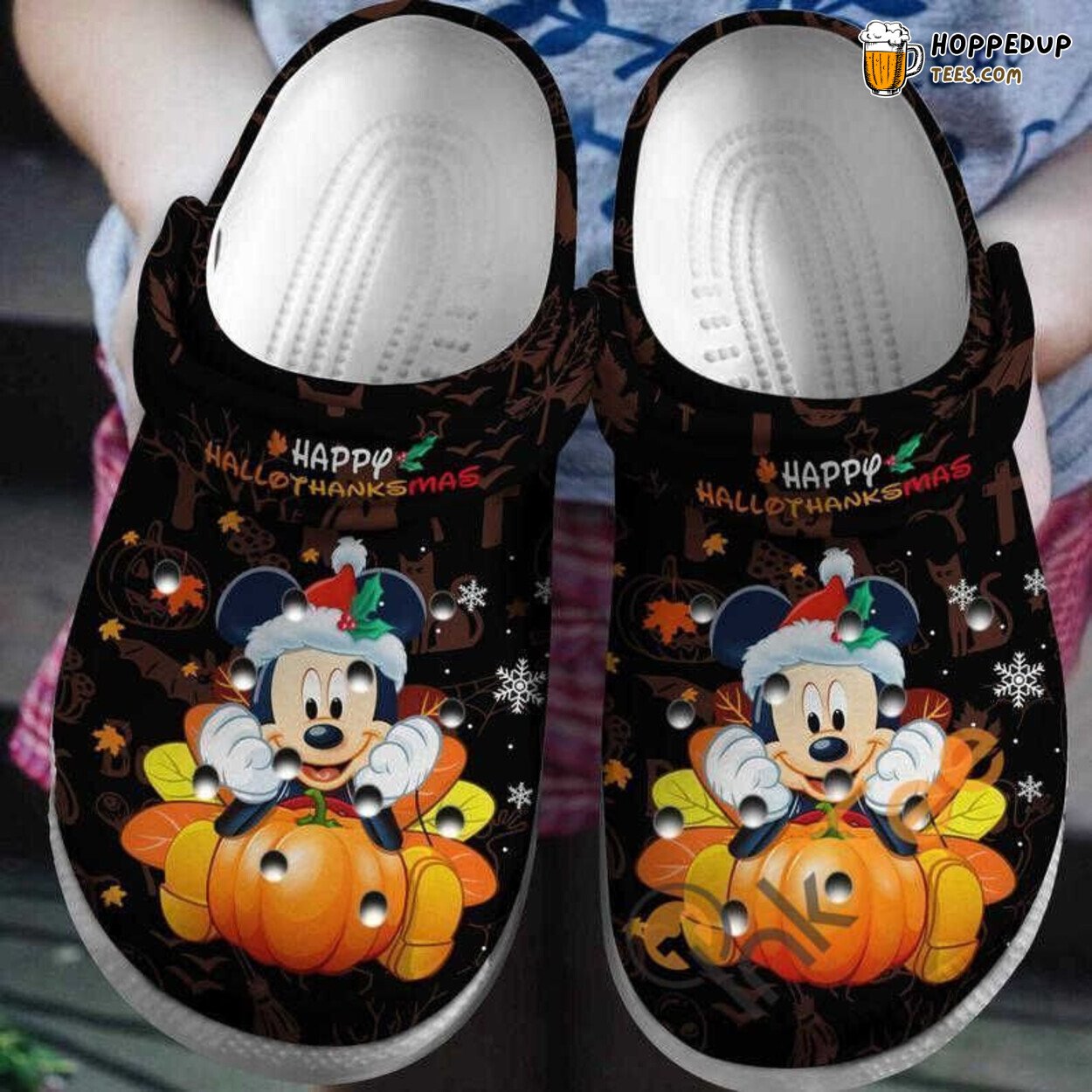 Mickey Mouse Happy Hallothanksmas Themed Comfortable Unique Clogs