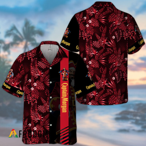 Midnight Tropical Foliage Captain Morgan Hawaiian Shirt HU