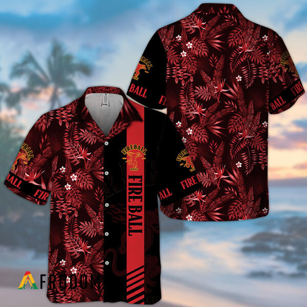 Midnight Tropical Foliage Fireball Whisky Hawaiian Shirt HU