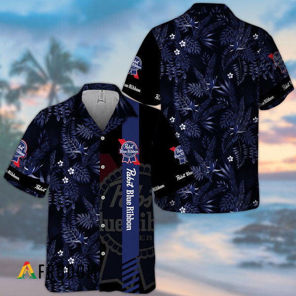 Midnight Tropical Foliage Pabst Blue Ribbon Hawaiian Shirt HU