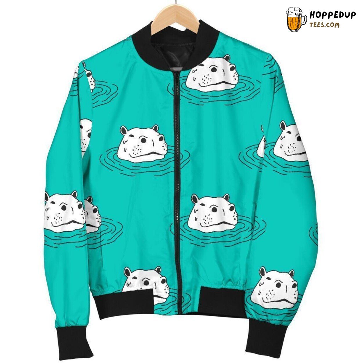 Mighty Hippo Essence Men’s Bomber Jacket Unique Design Pattern Display Art