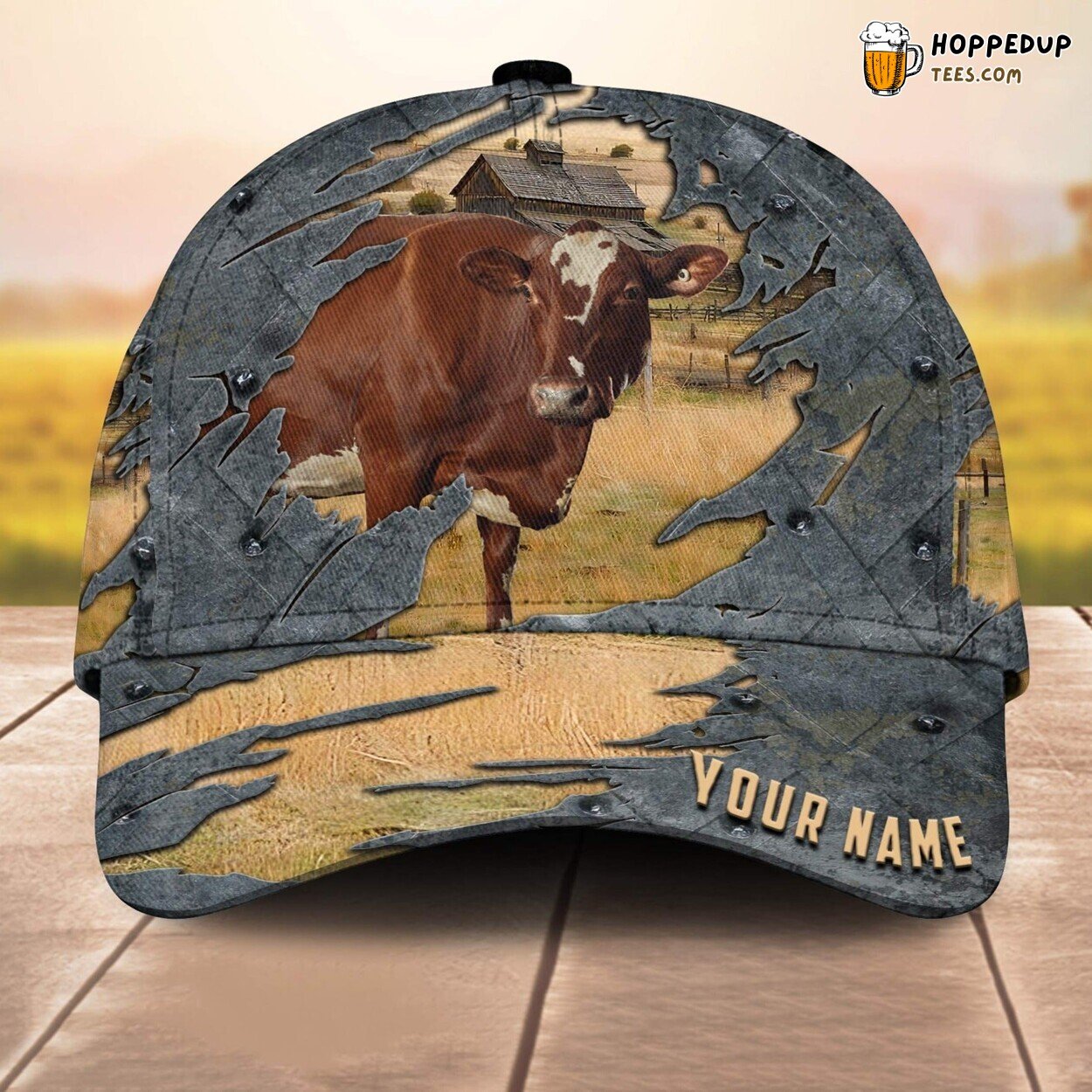 Milking Shorthorns 3D Cap Custom Printed Baseball Lovers Leather Pattern