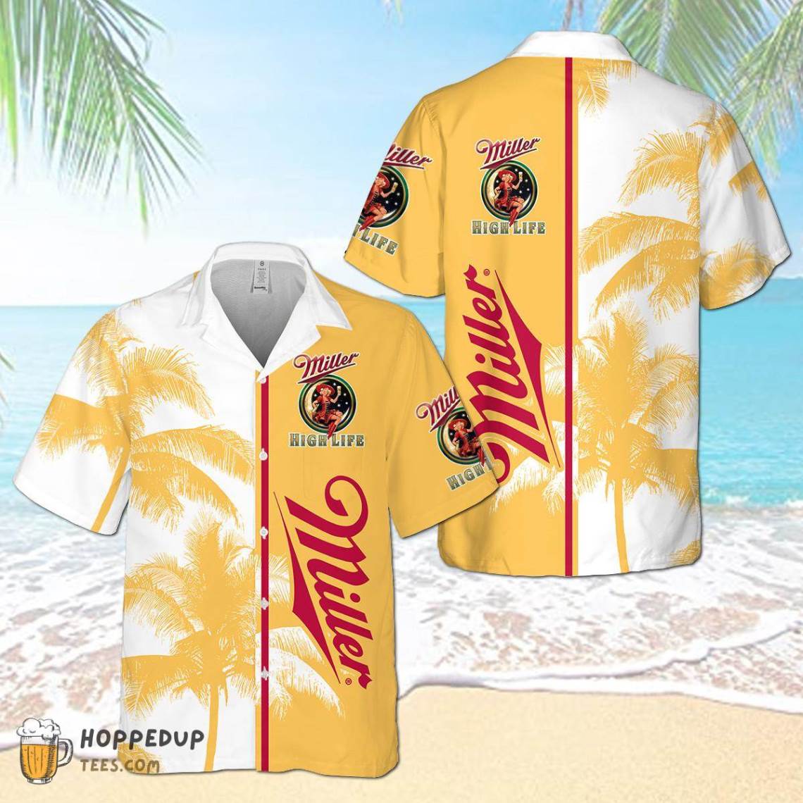 Miller Beer Palm Hawaiian Shirt