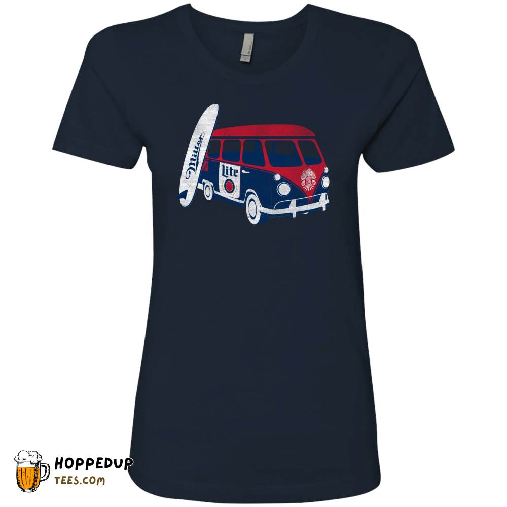 Miller Beer Surfboard Bus Midnight Navy Tee HU