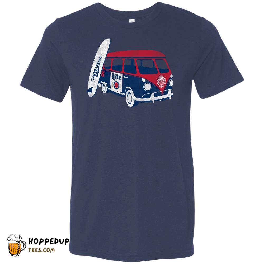 Miller Beer Surfboard Bus Navy Triblend Tee HU