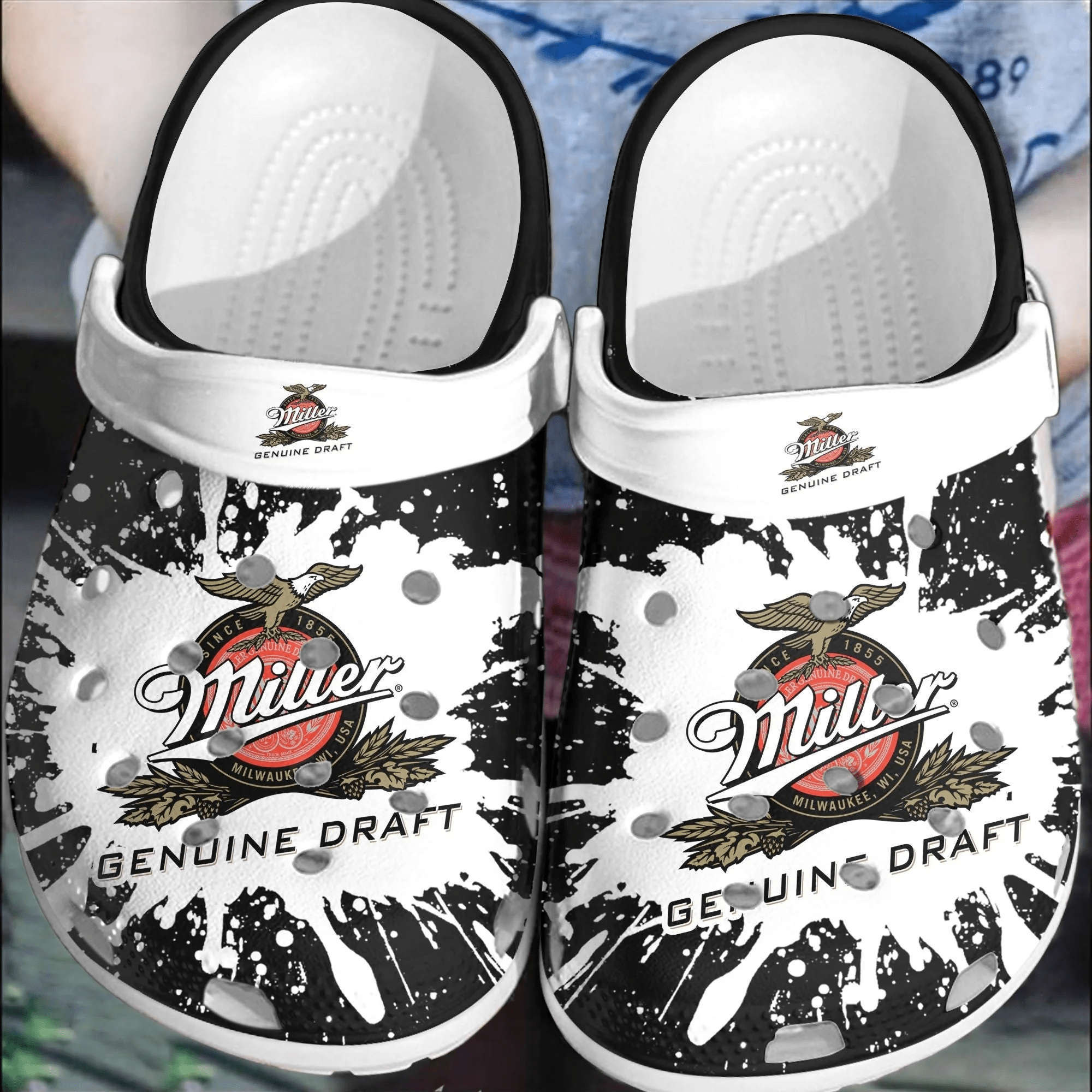 Miller Beer Themed Comfy Crocband Clogs HU