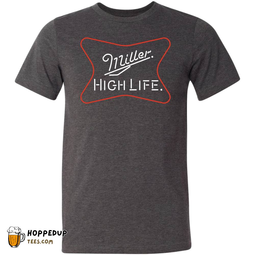 Miller High Life Beer Neon Logo Black T-Shirt HU