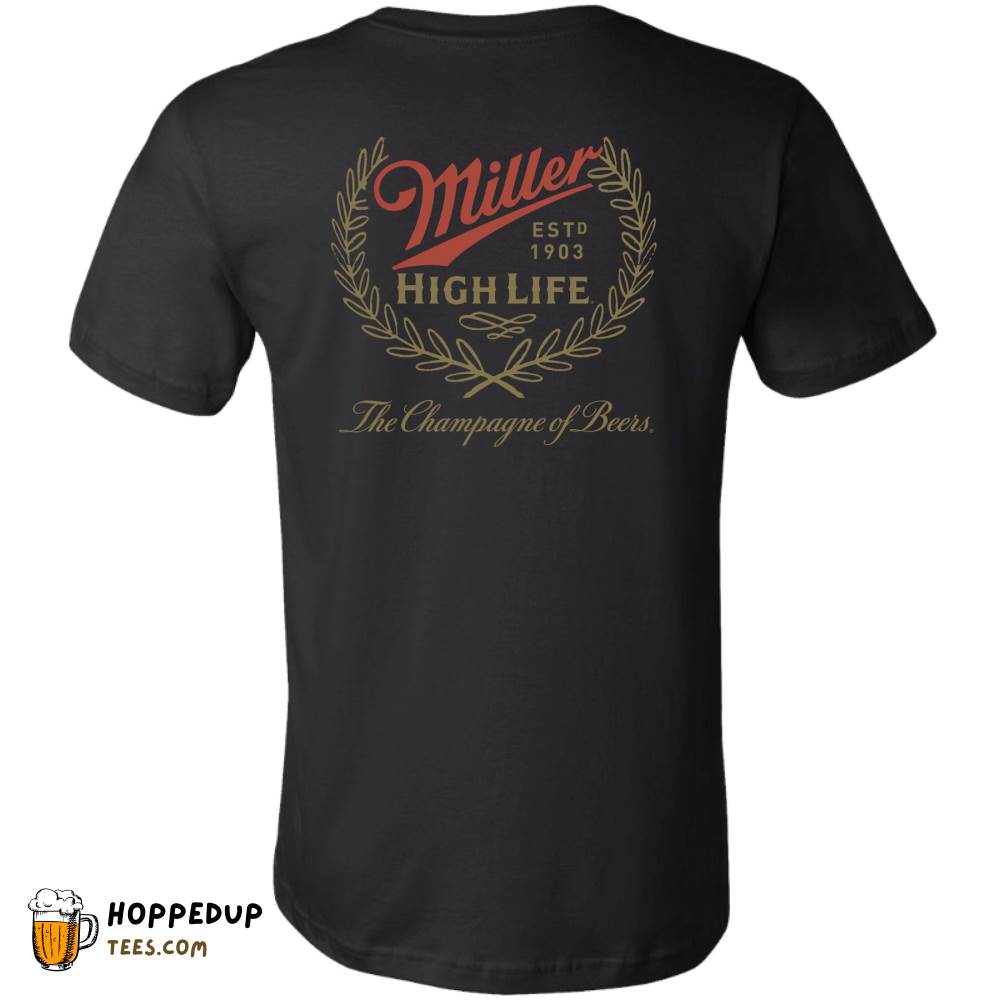 Miller High Life Beer Wreath Back Black T-Shirt HU