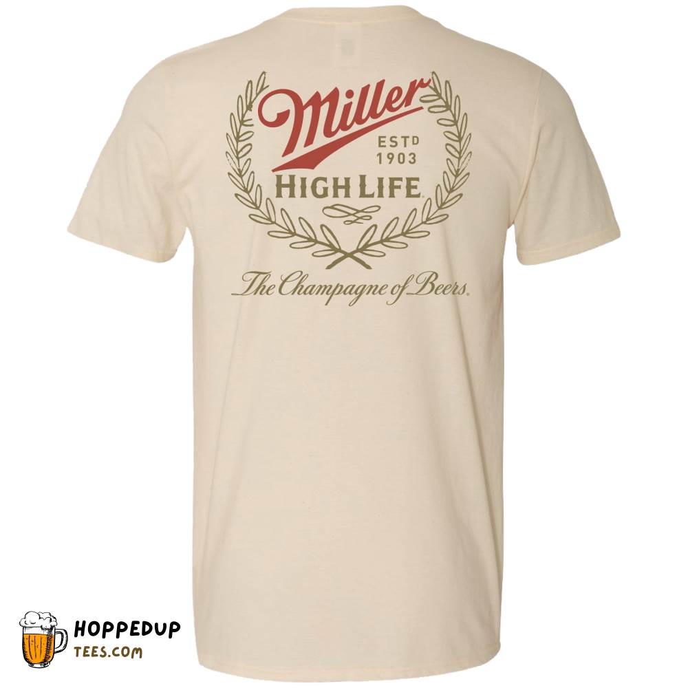 Miller High Life Beer Wreath Back Natural Tee HU