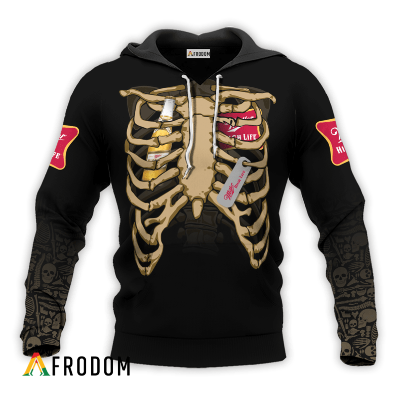 Miller High Life Halloween Ribcage Hoodie HU