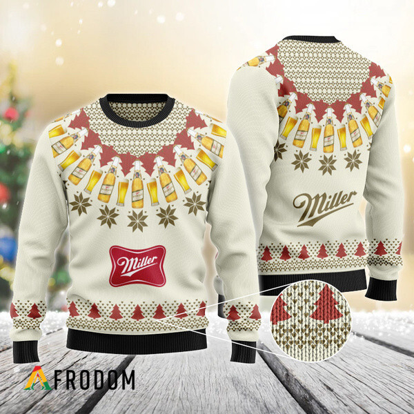 Miller High Life Heart Pattern Fair Isle Ugly Sweater HU