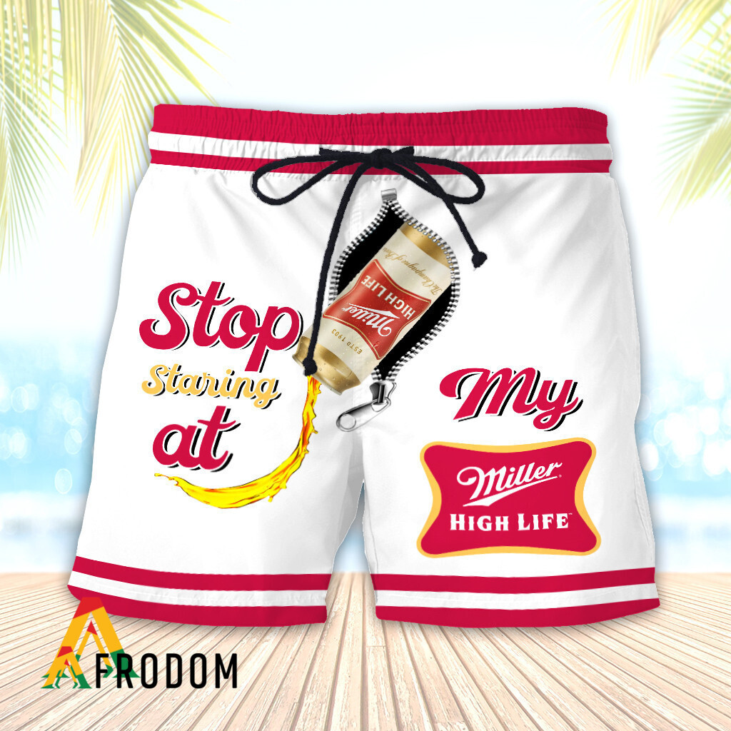 Miller High Life Shorts With Eye-Catching Hawaiian Print HU
