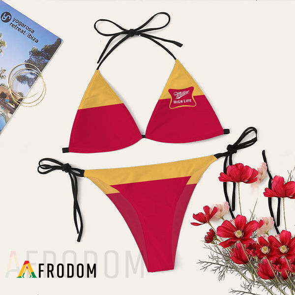 Miller High Life Triangle Bikini Set Swimsuit HU Miller High Life Triangle Bikini Set Swimsuit HU