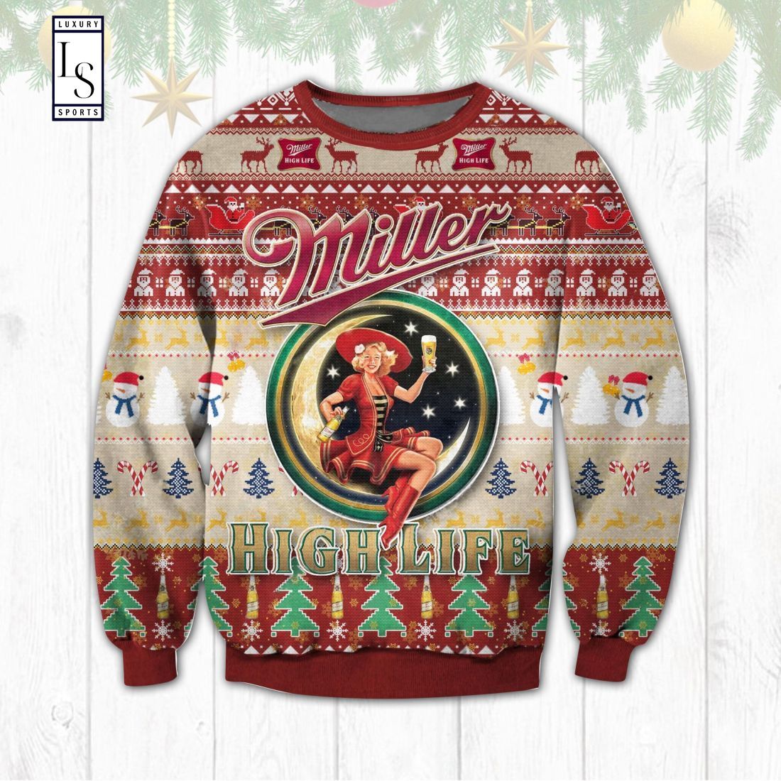 Miller High Life Ugly Christmas Sweater HU