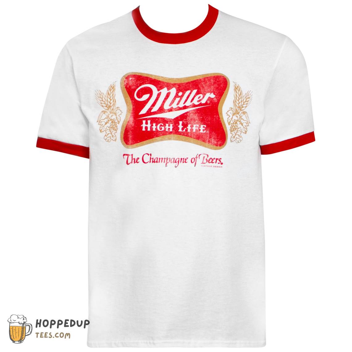 Miller High Life White Red Ringer Custom T Shirt