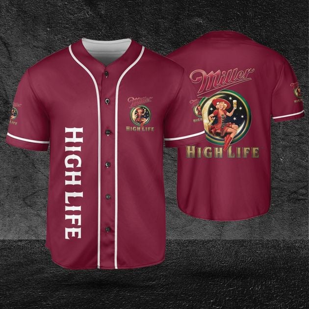 Miller Highlife Red Baseball Jersey for Beer Lovers HU Miller Highlife Red Baseball Jersey for Beer Lovers HU