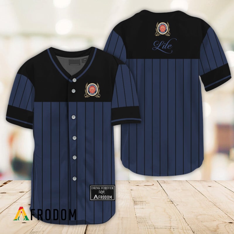 Miller Lite Baseball Jersey with Sleek Black Stripes HU