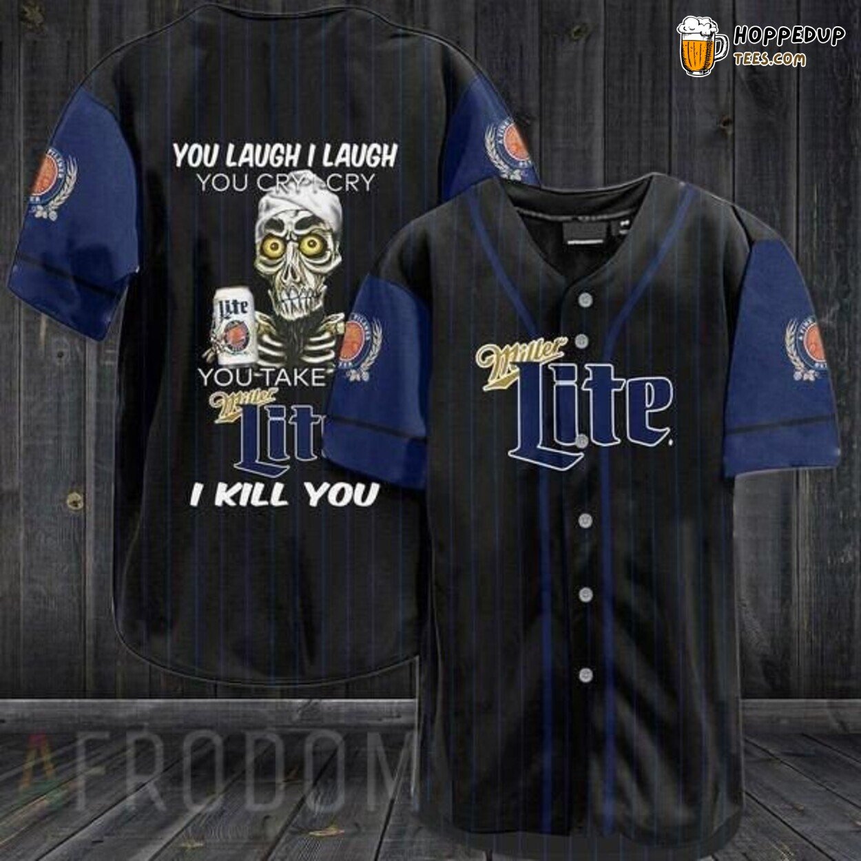 Miller Lite Beer Skull Skeleton Fan Baseball Jersey