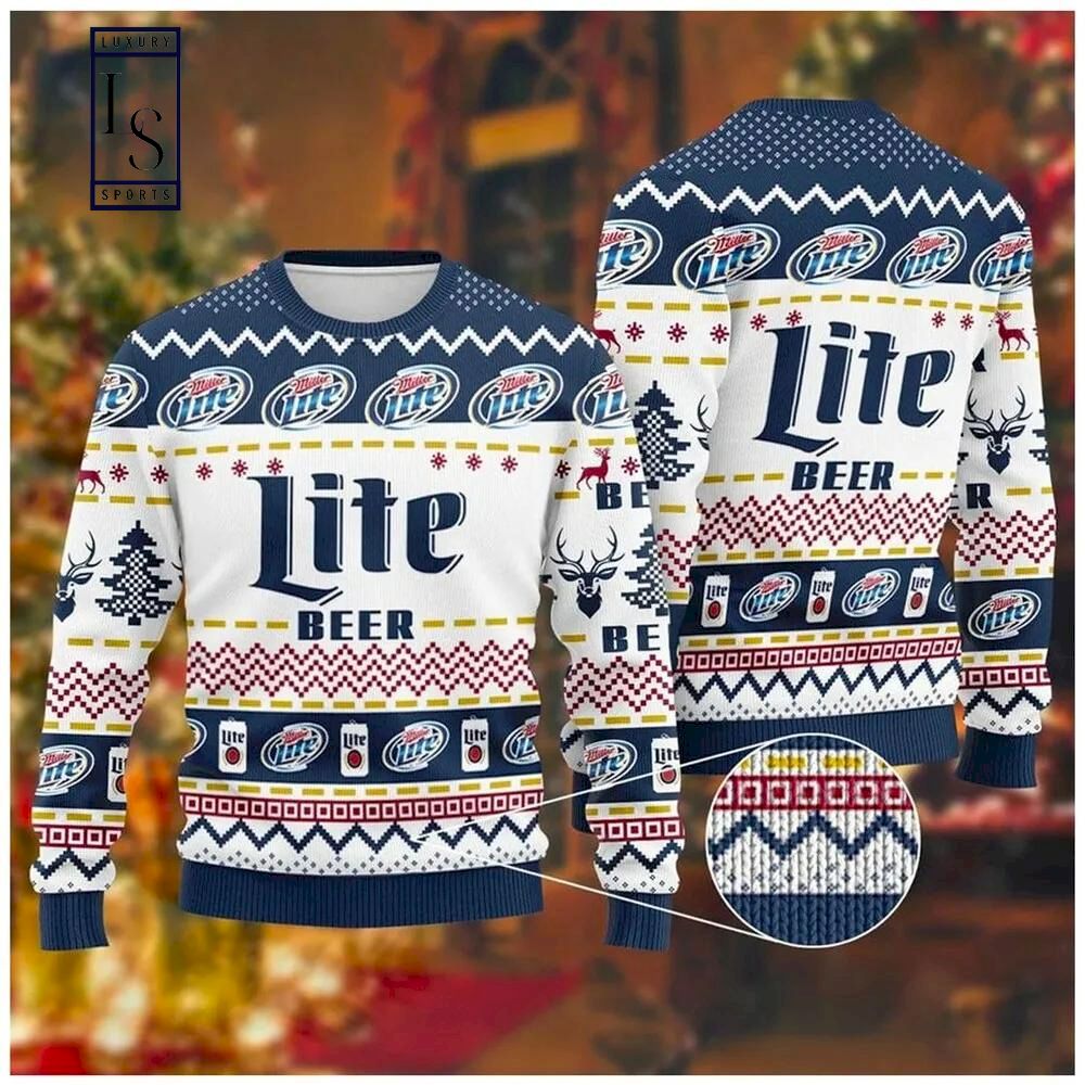 Miller Lite Beer White Ugly Christmas Sweater HU