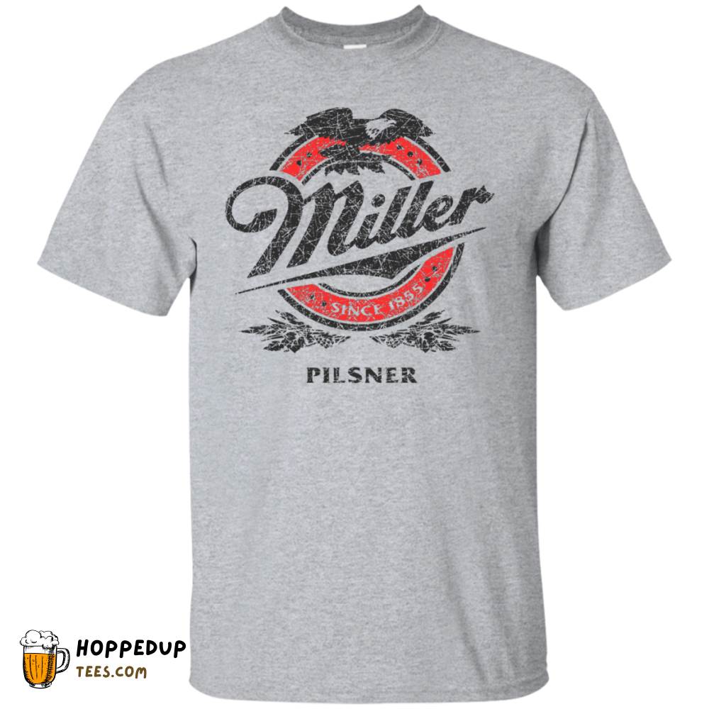 Miller Lite Black Red Worn Label Pattern Custom Tee HU Miller Lite Black Red Worn Label Pattern Custom Tee HU