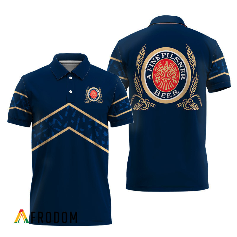 Miller Lite Blue Wine Pattern Polo Shirt HU
