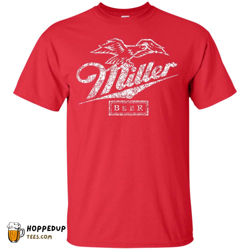 Miller Lite Classic White Worn Label Pattern Tee HU Miller Lite Classic White Worn Label Pattern Tee HU