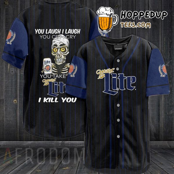 Miller Lite Emblematic Skeleton Skull Unique Baseball Jersey Design