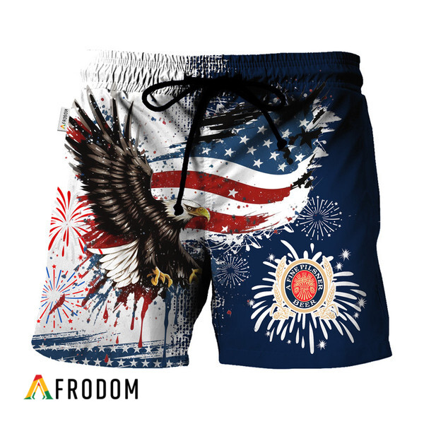 Miller Lite Fourth Of July Eagle Hawaiian Shorts HU