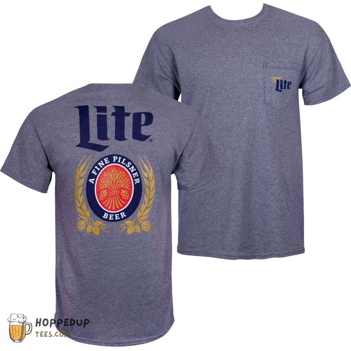 Miller Lite Grey Pocket Custom T Shirt