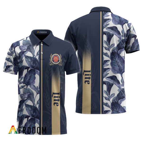 Miller Lite Hawaiian Tropical Palm Polo Shirt HU